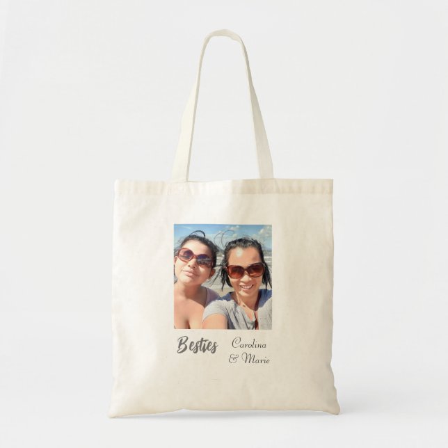 Custom Bestie Tote Bag with Personalized Photo (Front)