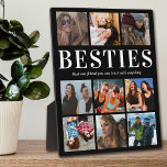 Custom Besties Gift | Best Friend Plaque<br><div class="desc">Personalized friendship photo plaque featuring a trendy black background that can be changed to any color,  9 pictures of you and your bestie,  and a cute best friend quote.</div>
