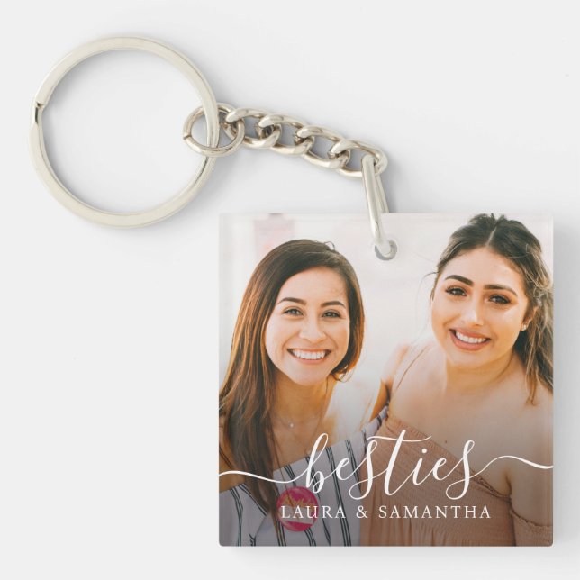 Custom Besties Names Photo Keychain (Front)