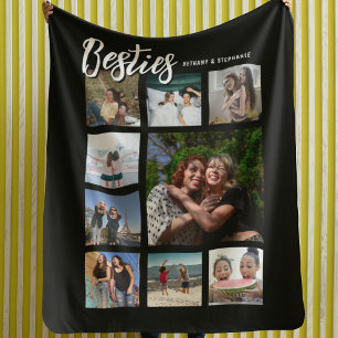 Custom Besties Photo Collage Fleece Blanket
