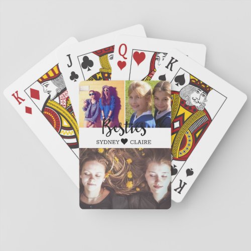 Custom Besties Photo Collage Freindship Girls Playing Cards