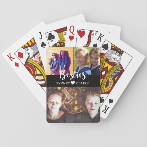 Custom Besties Photo Collage Freindship Playing Cards