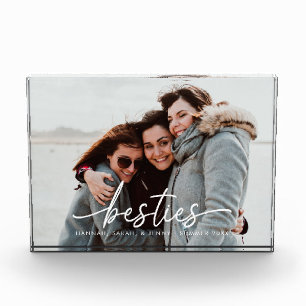 Custom Besties Script Modern Acrylic Photo Block