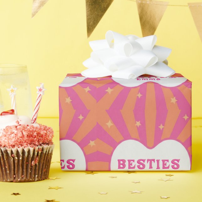 Custom "Besties" Sunburst Personalized Pillow – Em Wrapping Paper (Birthday Party)