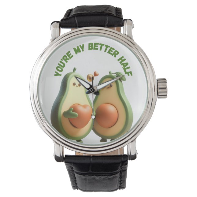 Custom Better Half Avocado Propose Day Gift Watch (Front)