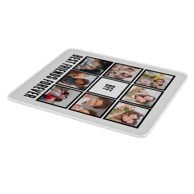 Custom BFF Best Friends Forever 8 Photo Collage  Cutting Board (Corner)