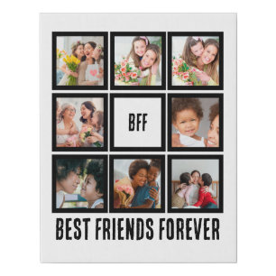 Custom BFF Best Friends Forever 8 Photo Collage  Faux Canvas Print