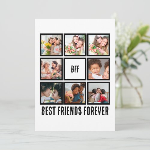 Custom BFF Best Friends Forever 8 Photo Collage Holiday Card