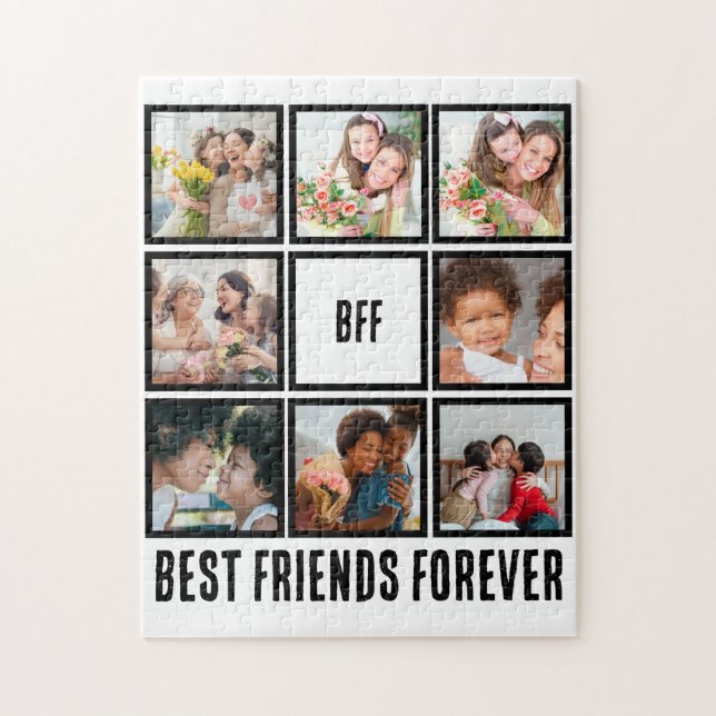 Custom BFF Best Friends Forever 8 Photo Collage Jigsaw Puzzle (Vertical)