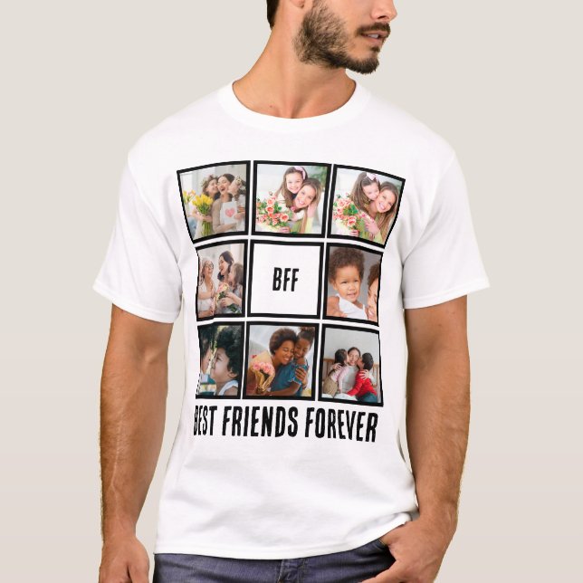 Custom BFF Best Friends Forever 8 Photo Collage T-Shirt (Front)