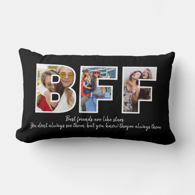 Custom BFF Besties Best Friends Photo Collage Cool Lumbar Pillow (Front)