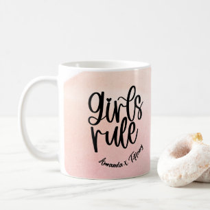Custom BFF Name Girls Rule Friendship Coffee Mug