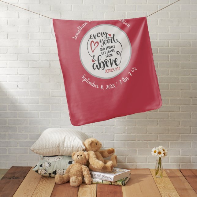Custom Bible Verse Christian Gift Birth Stats Baby Blanket (In Situ)