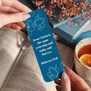 Custom Bible Verse Christian Religious Floral Blue Bookmarks