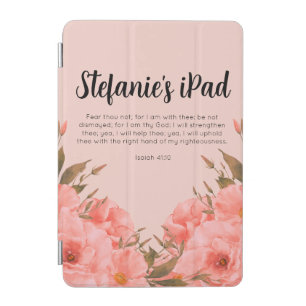 Custom Bible Verse iPad Cover Pink Floral Design