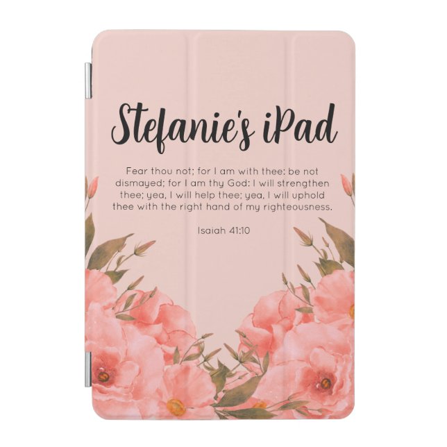 Custom Bible Verse iPad Cover | Pink Floral Design (Front)