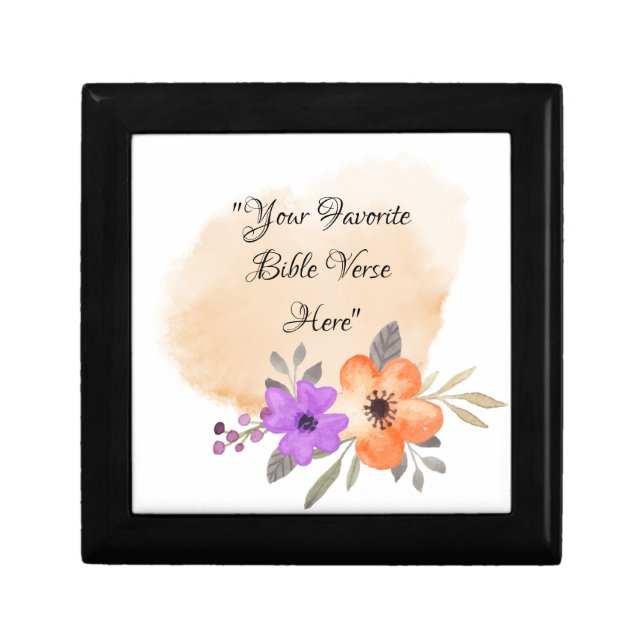 Custom Bible Verse on Peach Background and Flower Gift Box (Front)