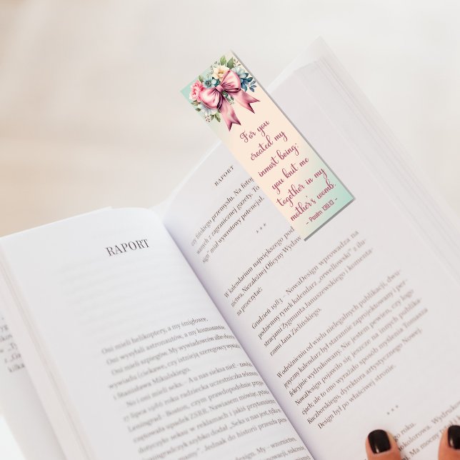 Custom Bible Verse Psalm 139:13 Floral Bow Bookmarks (Creator Uploaded)
