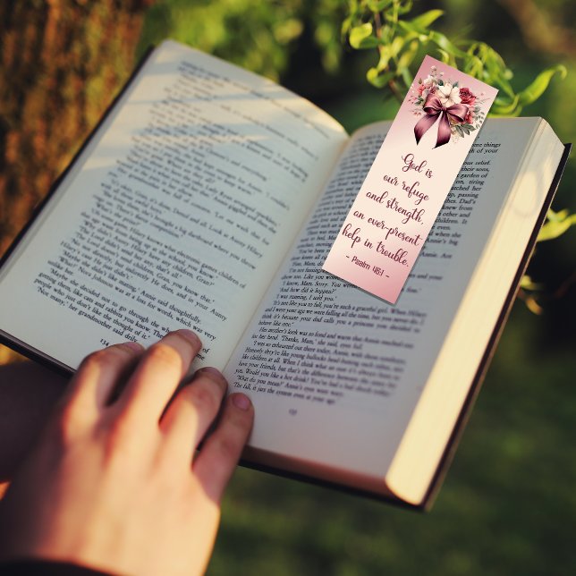 Custom Bible Verse Psalm 37:4 Floral Maroon Bow Bookmarks (Creator Uploaded)