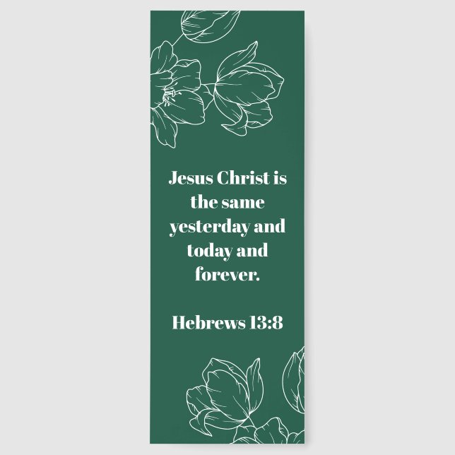 Custom Bible Verse Religious Floral Green Bookmarks (Front)