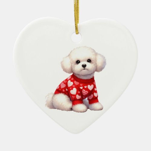 Custom Bichon Frise Dog Valentine Ceramic Ornament
