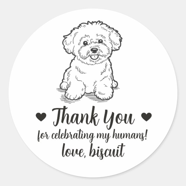 Custom Bichon Frise Dog Wedding Favor Stickers (Front)