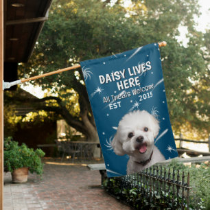 Custom Bichon Frise House Flag