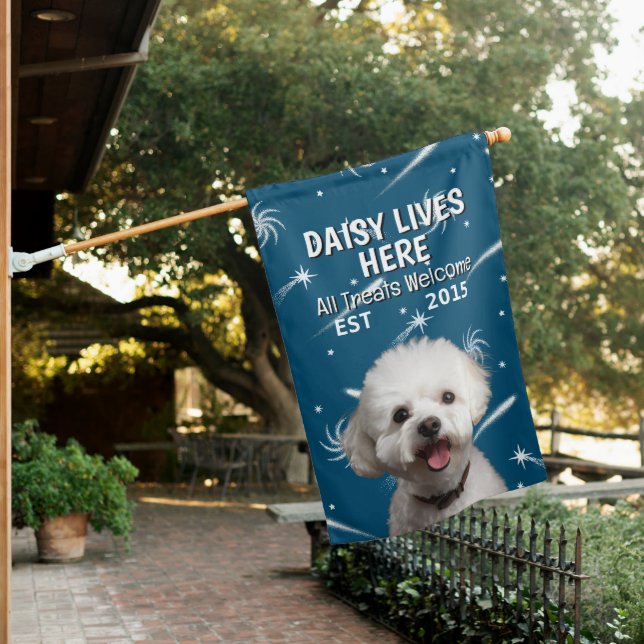 Custom Bichon Frise House Flag (In SItu)