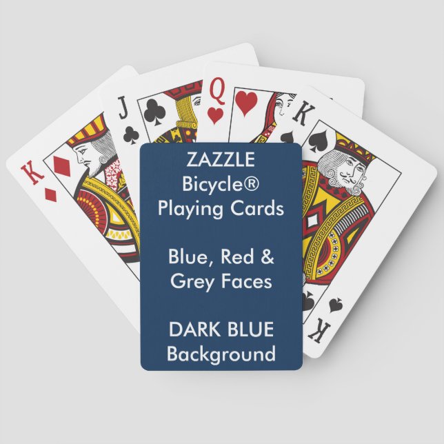 Custom Bicycle® Blue, Red, Gray Face Playing Cards (Back)