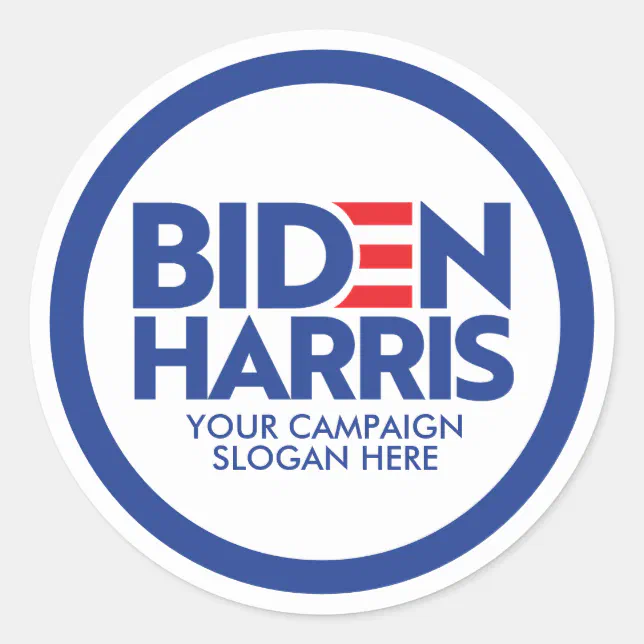 Custom Biden Harris 2024 Campaign Slogan Classic Round Sticker | Zazzle