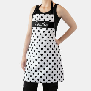 Custom big black & white polkadots pattern kitchen apron