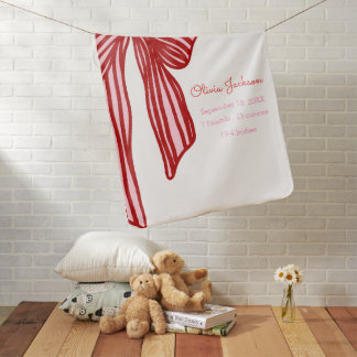 custom big bow info keepsake newborn blanket gift