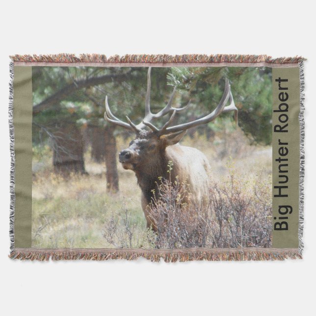 Custom Big Bull Elk Throw Blanket Home Decor (Front)