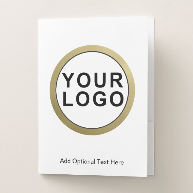 Custom Big Business Logo Minimalist White Pocket Folder (Front)