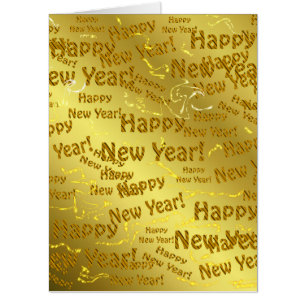Custom Big Card golden handwriting happy new year