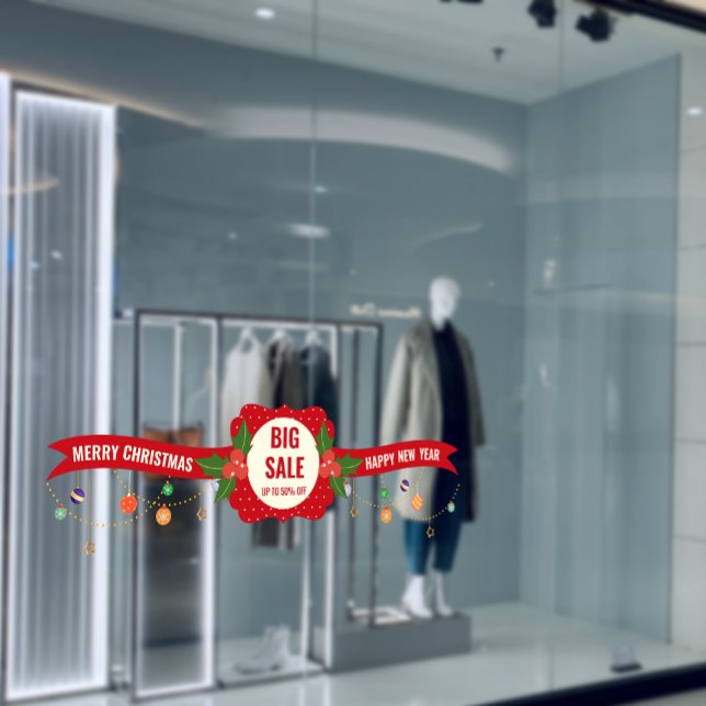 custom BIG SALE Merry Christmas Holiday Store  Window Cling (custom BIG SALE Merry Christmas Holiday Store Window Cling)