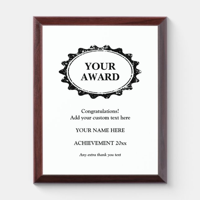 Custom big wood award plaques for achievements (Vertical)