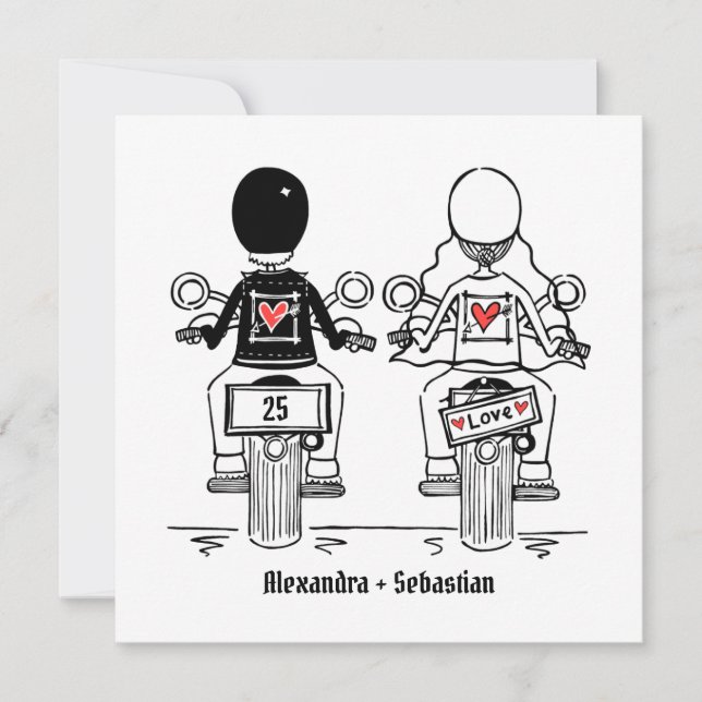Custom Biker Motorcycle Wedding Anniversary Invitation (Front)