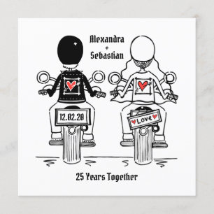 Custom Biker Motorcycle Wedding Anniversary Invitation