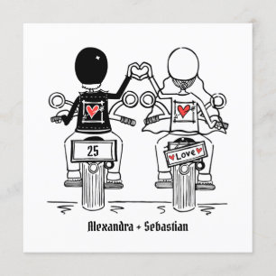 Custom Biker Motorcycle Wedding Anniversary Invitation