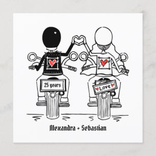 Custom Biker Motorcycle Wedding Anniversary Invitation