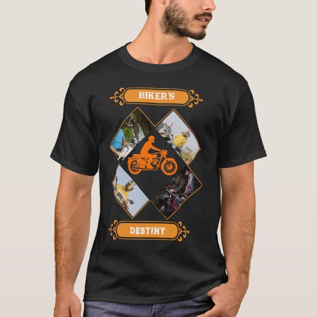 Custom Biker Photo Collage T-Shirt (Front)