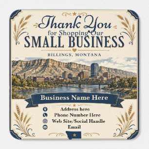 Custom Billings Montana Small Business Thank You Square Sticker