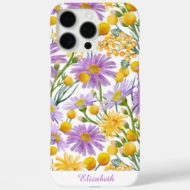 Custom Billy Buttons And Daisy Floral Blooms  Case-Mate iPhone Case (Back)