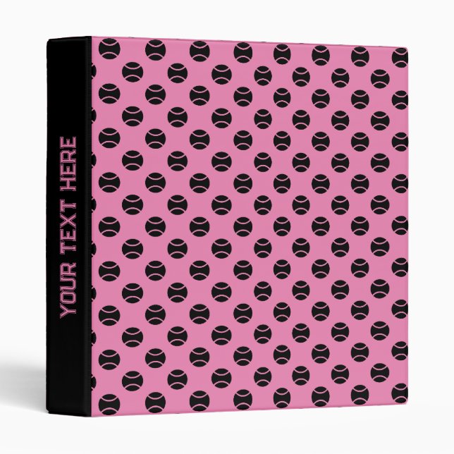 Custom binder with pink tennis ball pattern (Front/Spine)