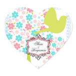 Custom Bird and Blossoming Trees Heart Stickers