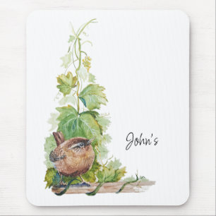 Custom Bird Watching Journal for Birders Wren Bird Mouse Pad