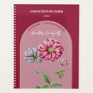 Custom Birth Flower Month November Chrysanthemum  Planner