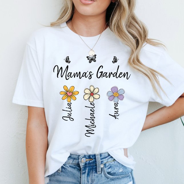 Custom Birth Flower Mug Names, Mama's Garden Gift T-Shirt (Creator Uploaded)