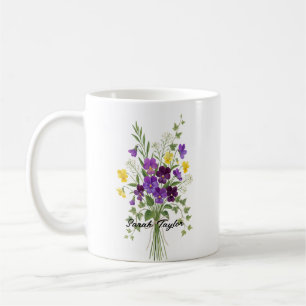Custom Birth Flower Violet Personalized Mug